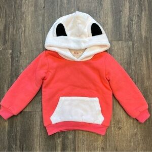 Kids Fleece Animal Pink Hoodie With Ears Size 4